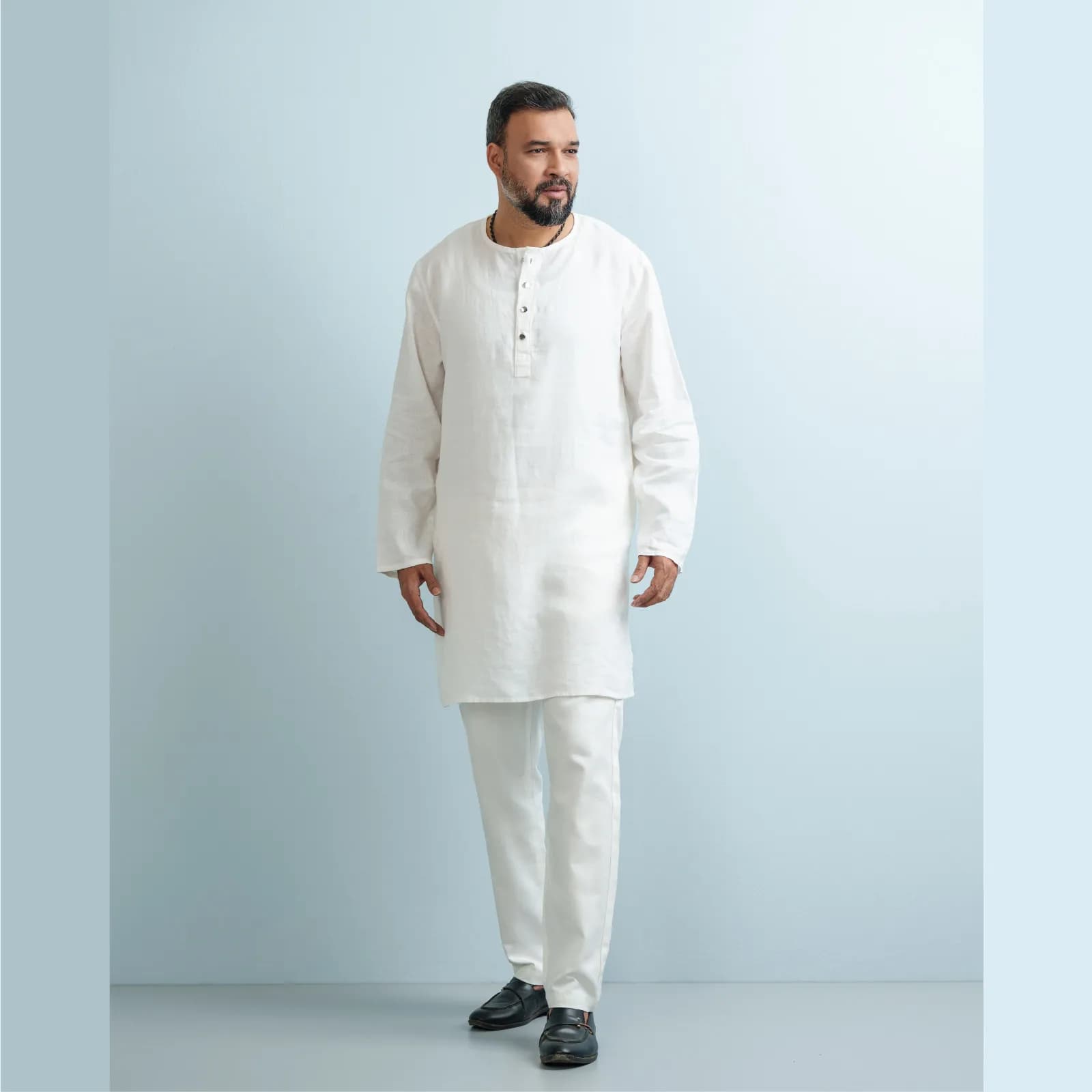 Pure White Premium Linen Panjabi