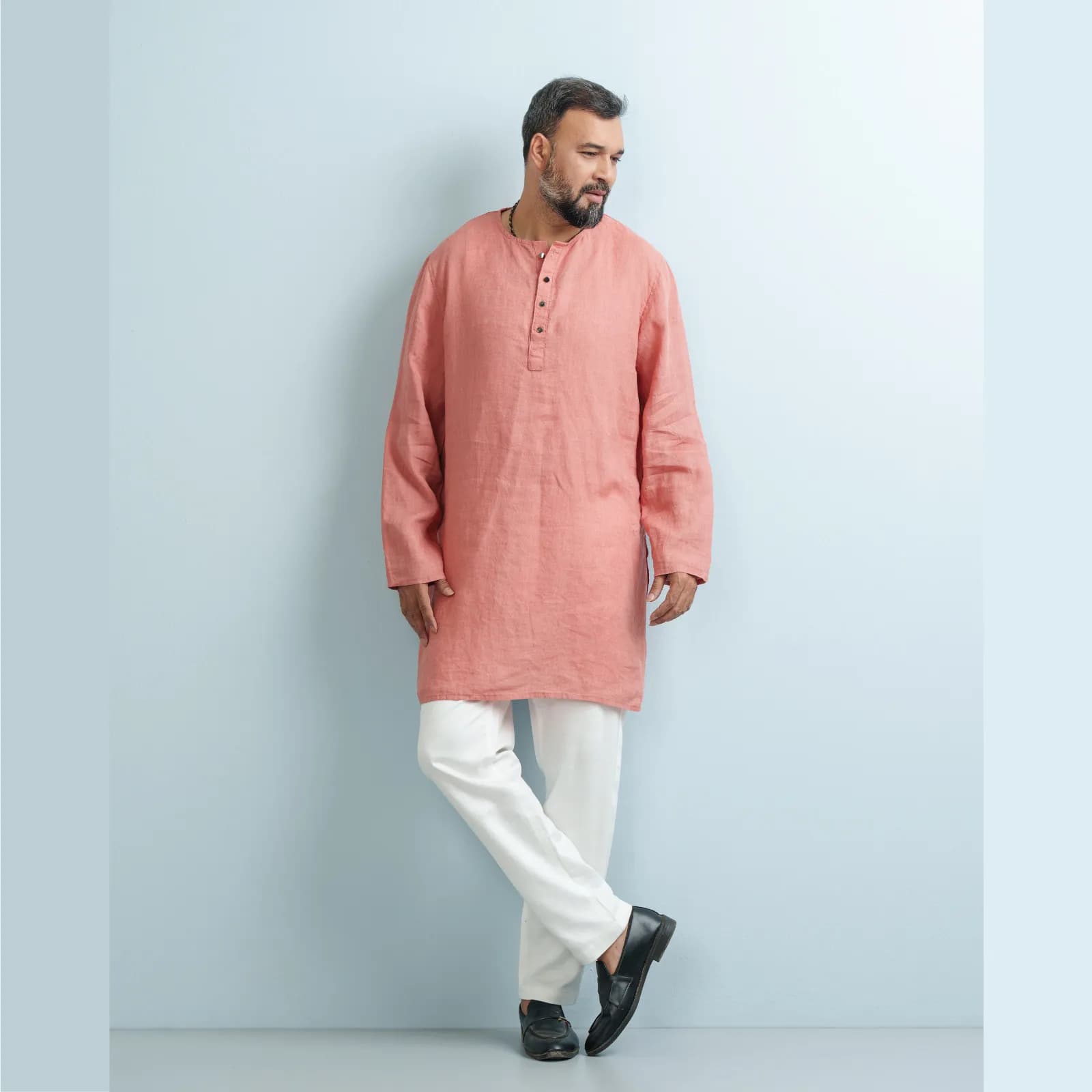 Georgia Peach Premium Linen Panjabi