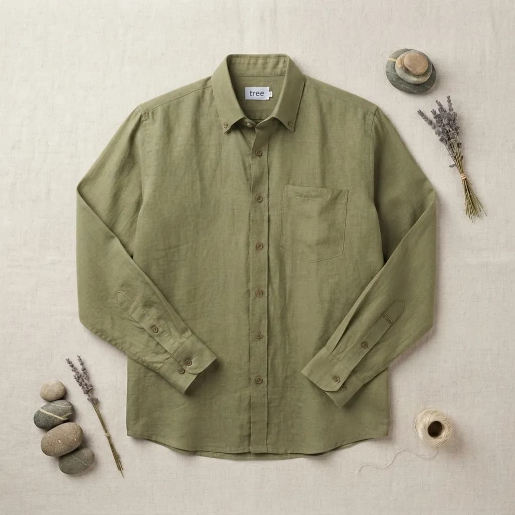 Light Olive Premium Linen Long Sleeve Alpha Shirt