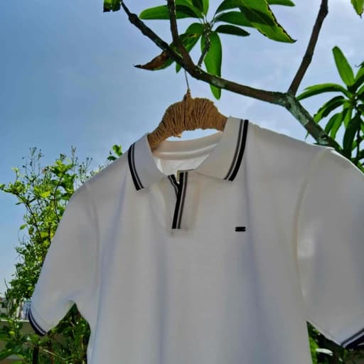 Serene White Short Sleeve Open Rib-placket Polo Shirt