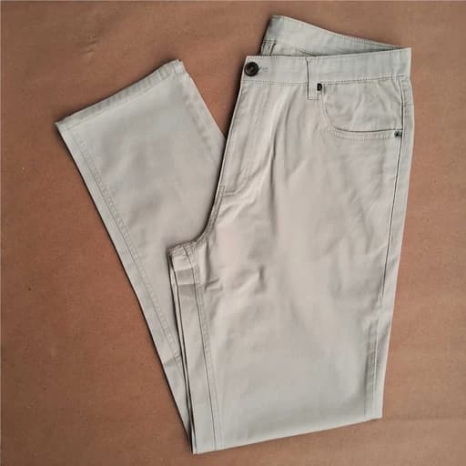 Cream Beige Straight Fit Twill Pants
