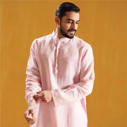 Pastel Pink Premium Linen Panjabi