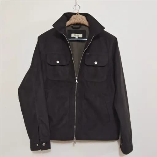 Deep Brown Rugged Suede Trucker Jacket