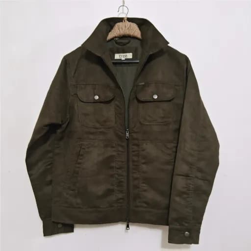 Deep Olive Soft Suede Trucker Jacket