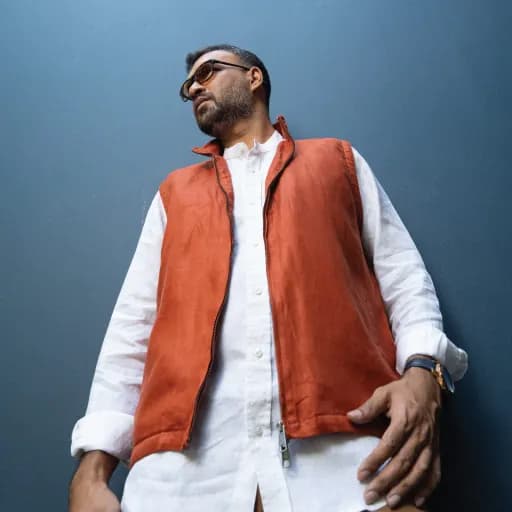 Burnt Orange Premium Linen Puffer Vest