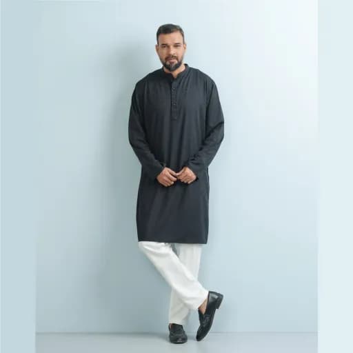 Jet Black Premium Bamboo Cotton Panjabi