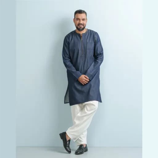 Dark Washed Lightweight Denim Panjabi