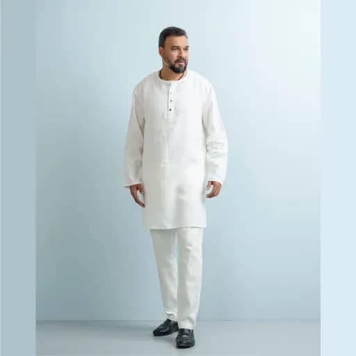 Pure White Premium Linen Panjabi