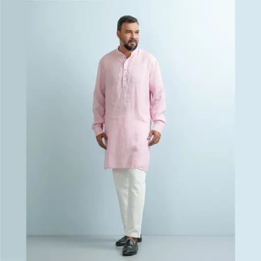Pastel Pink Premium Linen Panjabi