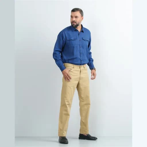 Khaki Non-Stretch Cotton Twill Jeans