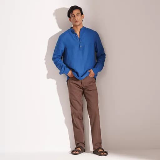 Brown Non-Stretch Cotton Twill Jeans