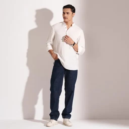 Indigo Blue Straight Fit Cotton Denim Jeans - 14 oz