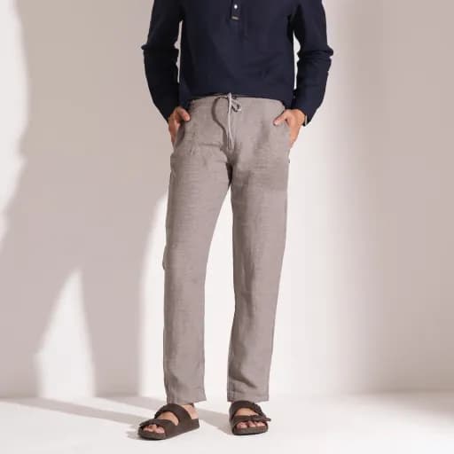 Space Gray Linen Relax Pants